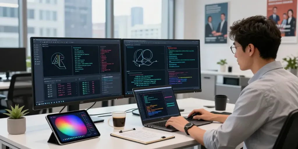 Data scientist utilizing Enterprise AI solutions in a modern workspace.
